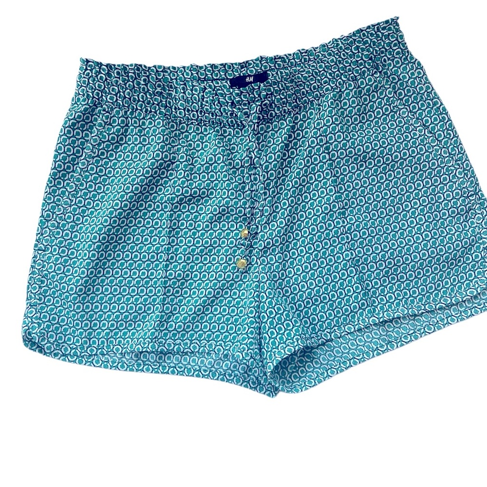 H&M Linen Pull On  Adjustable Tie Front Shorts Size 10